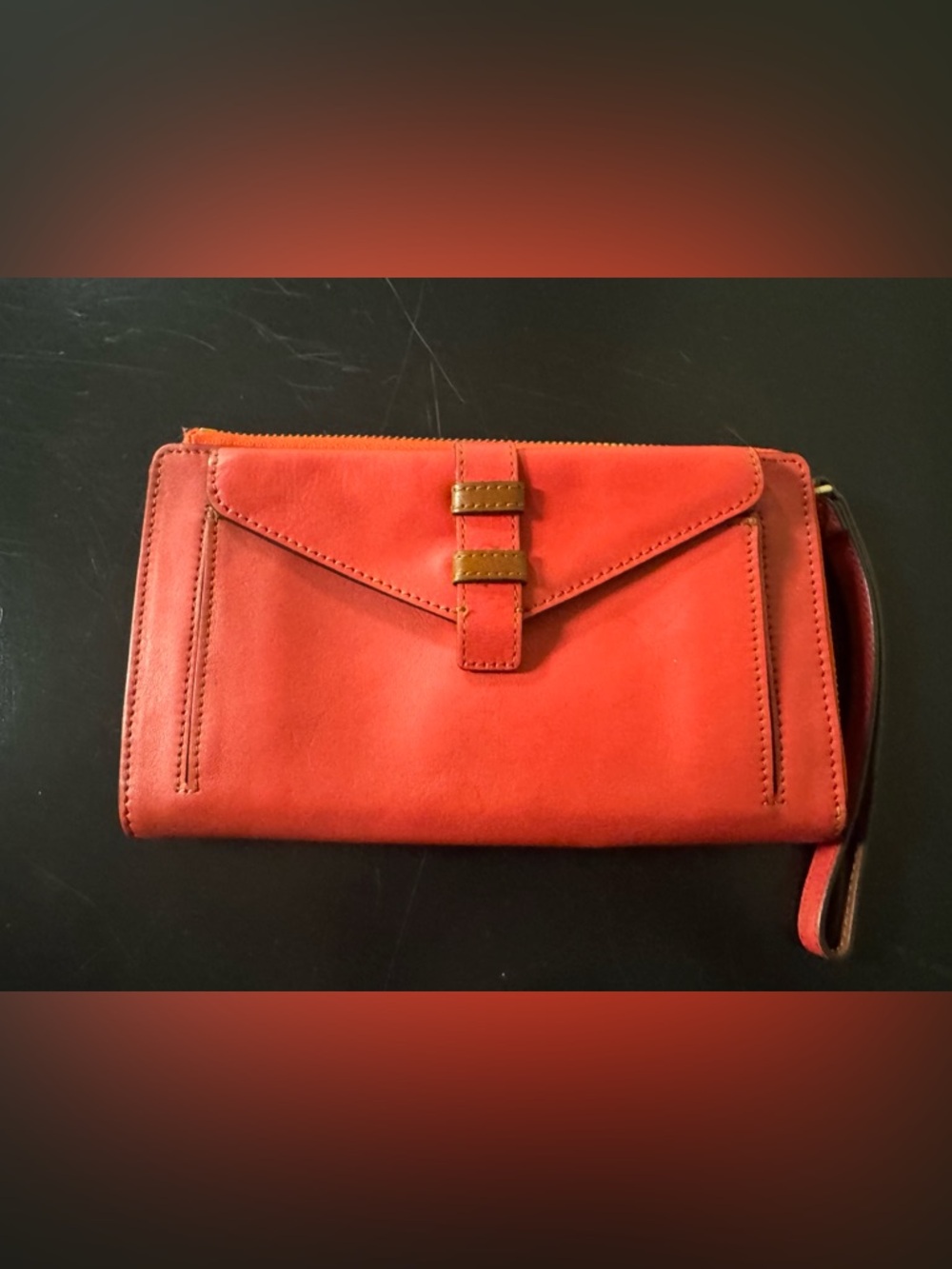 Vera Bradley Red Envelope Wallet with Tan Strap Accents - Picture 1 of 5